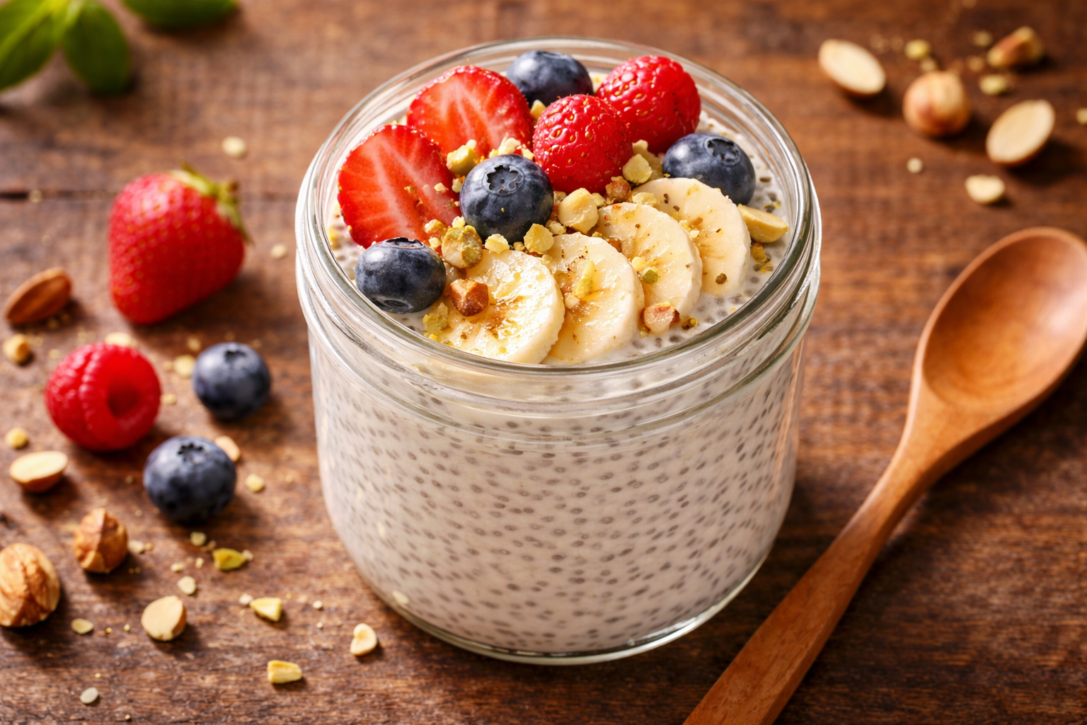 Finished chia pudding in jar