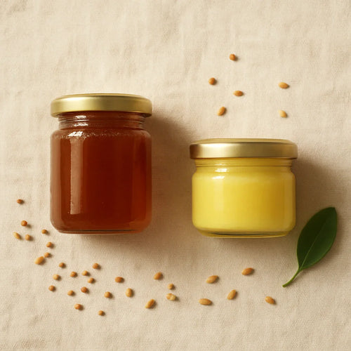 Organic honey and ghee with natural ingredients showing how to identify genuinely clean organic food products