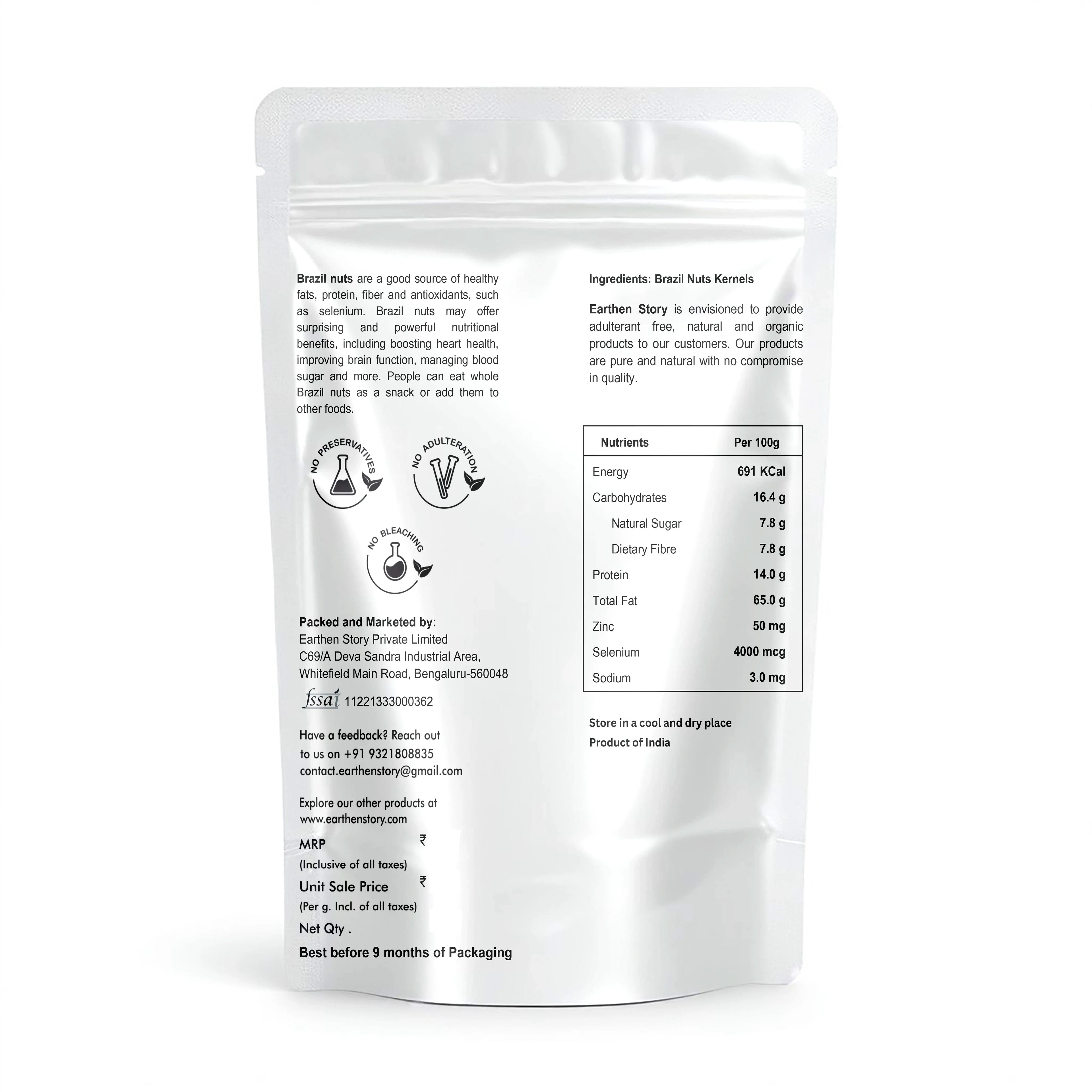 Premium Brazil Nuts, Whole Kernels, 200g