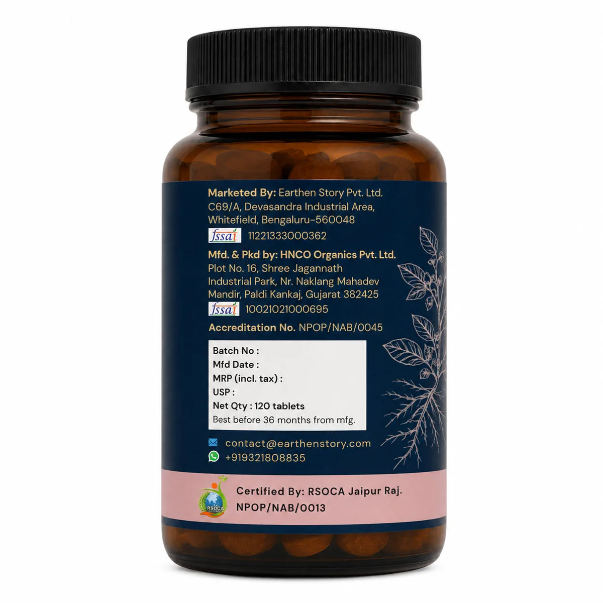 Earthen Story Organic Ashwagandha Tablets 120 Tablets - key benefits