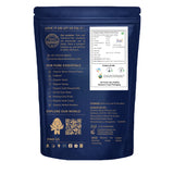 Organic Bajra Whole Grain Flour pouch back showing nutritional info, certifications, storage instructions and brand details