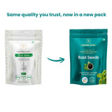 Earthen Story Certified Organic Basil Seeds in new teal doypack packaging, before and after comparison