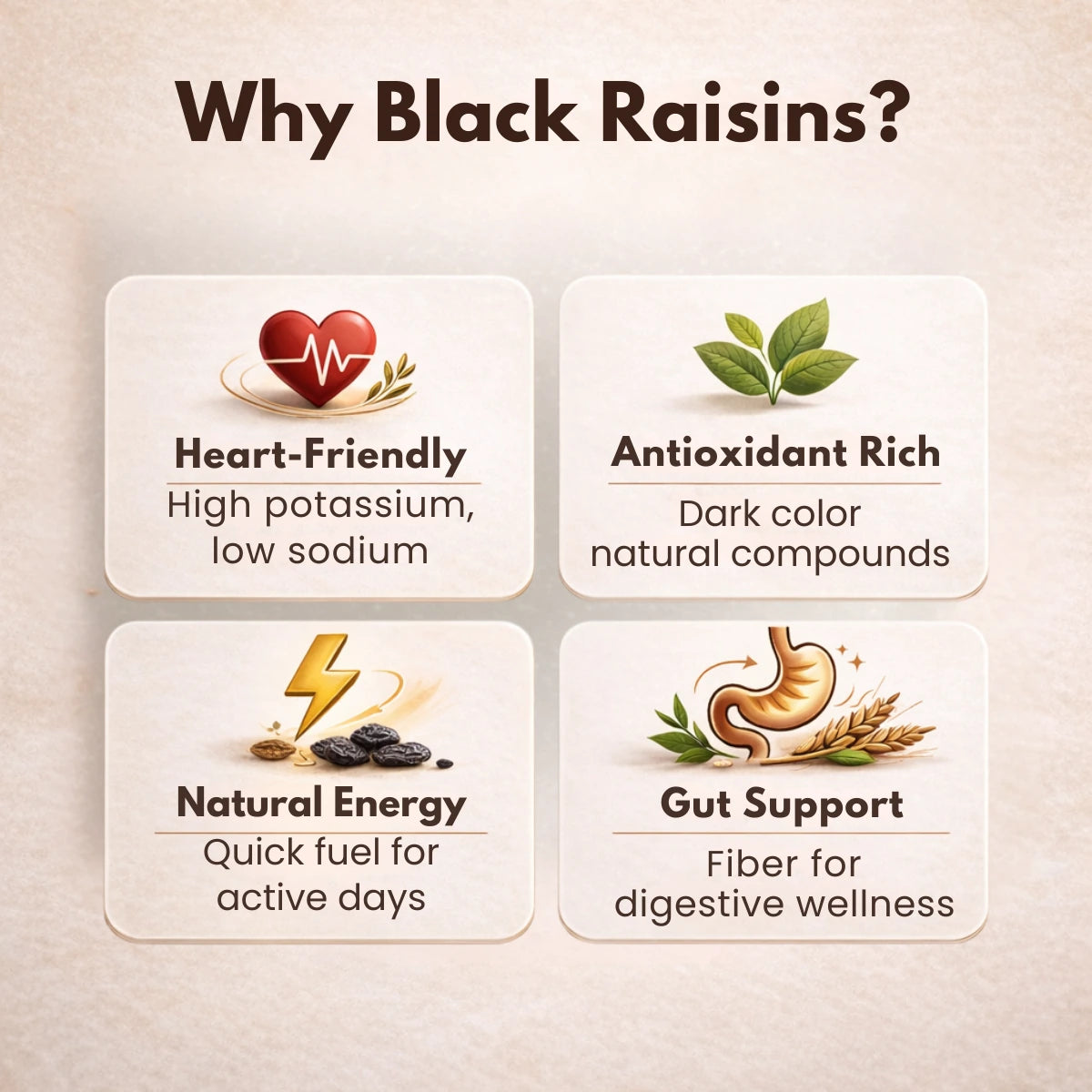 Black raisins health benefits: heart-friendly, antioxidant rich, natural energy, and gut support for digestive wellness