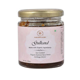 Earthen Story Organic Gulkand jar with sun-cooked damask rose petals and dhaga mishri, 200gm net quantity