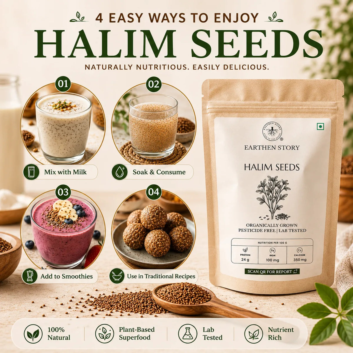 Earthen Story Halim Seeds - nutrition information
