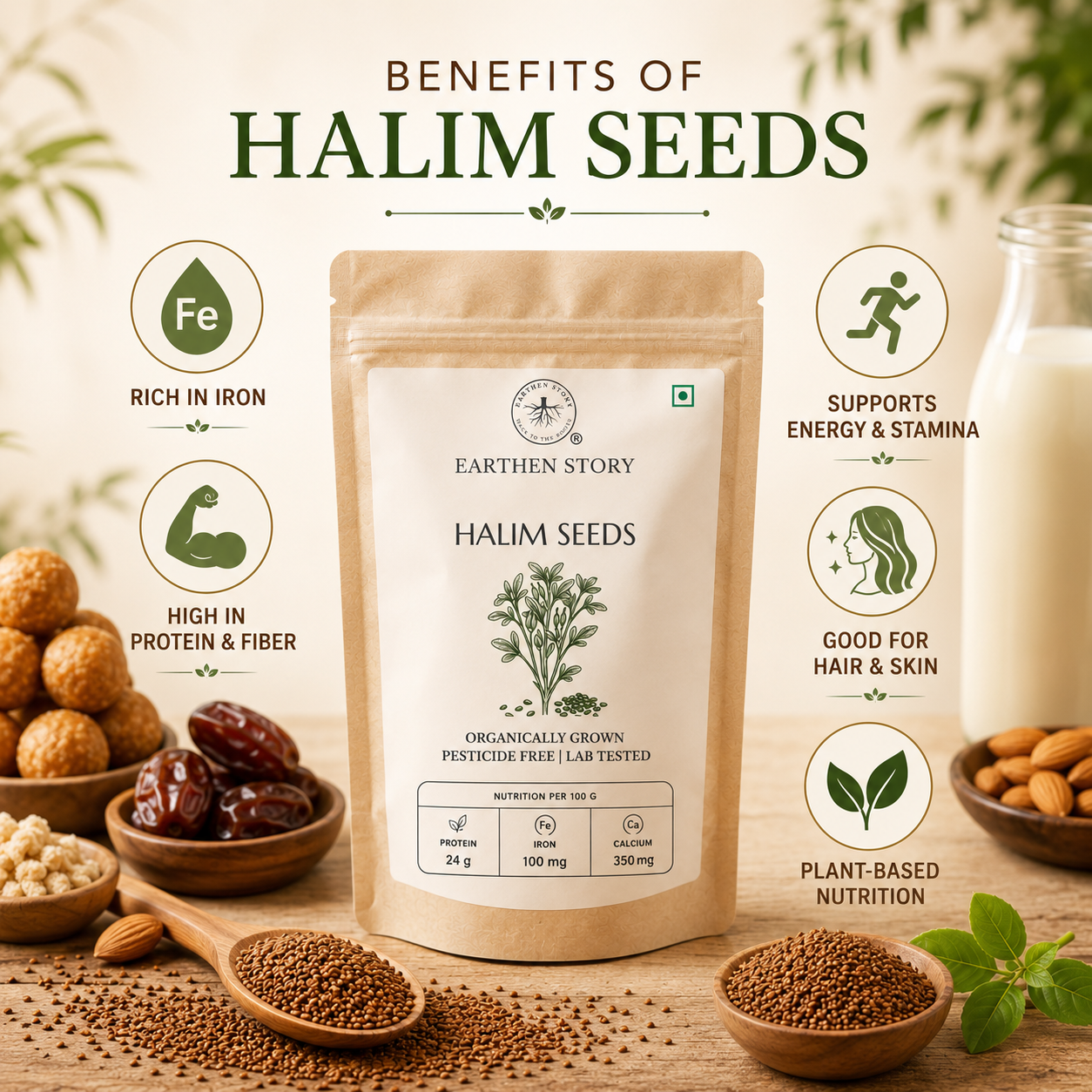 Halim Seeds benefits showing iron fibre energy stamina hair skin and plant based nutrition