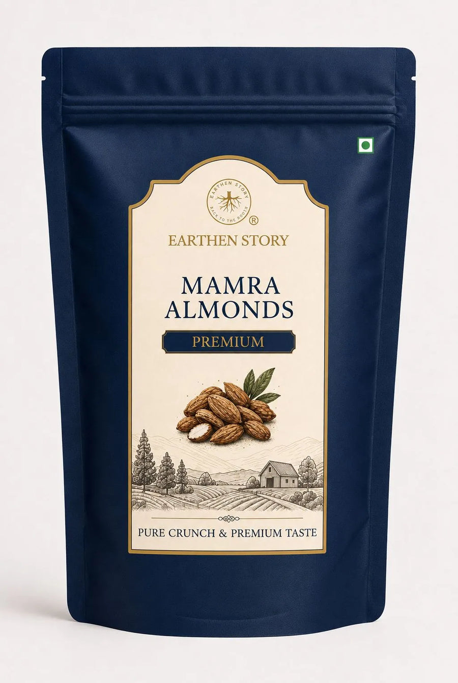 Earthen Story Mamra Almonds - front of pack