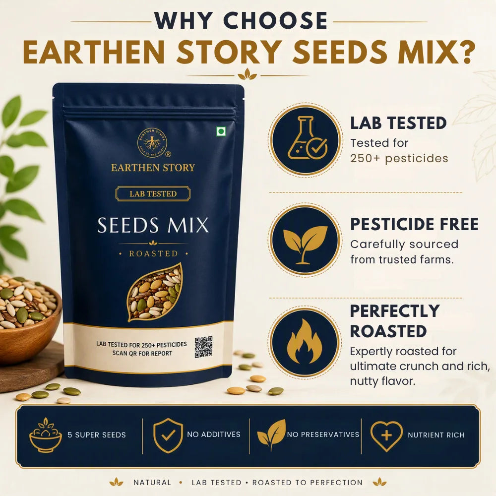 Earthen Story Organic Roasted Seeds Mix 500 g - certifications and lab testing