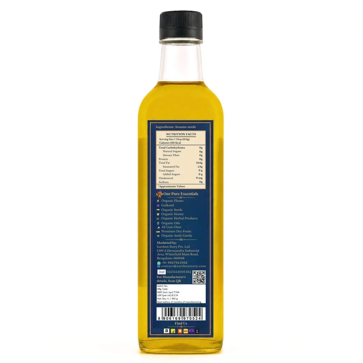 Earthen Story Cold Pressed Sesame Oil - nutrition information