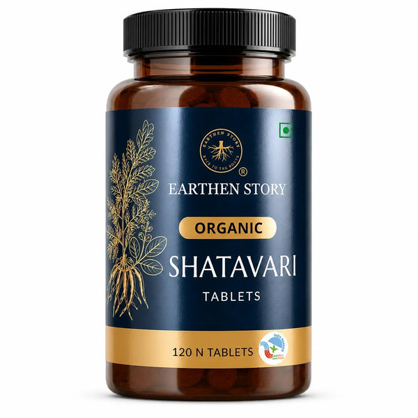 Earthen Story Organic Shatavari Tablets 120 Tablets - front of pack