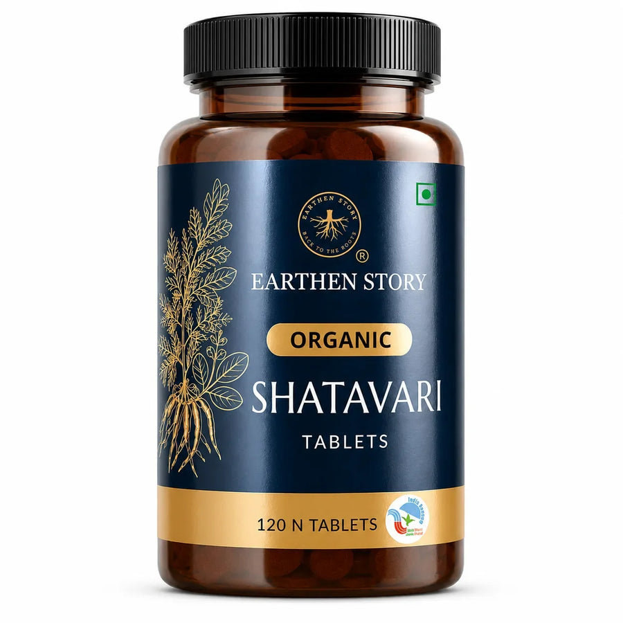 Earthen Story Organic Shatavari Tablets 120 Tablets - front of pack