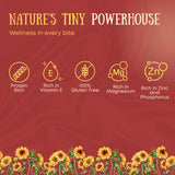Organic sunflower seeds nutritional benefits including protein, vitamin E, magnesium, zinc and phosphorus
