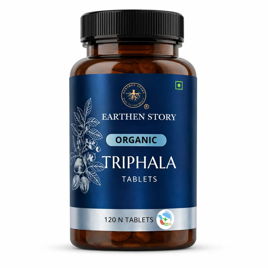 Earthen Story Organic Triphala Tablets 120 Tablets - front of pack