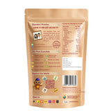 Earthen Story Wheatgrass Powder kraft pouch back with nutritional information, ingredients, and certifications