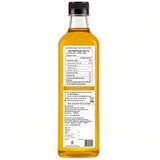 Earthen Story organic cold pressed yellow mustard oil bottle back label showing nutrition facts and product information